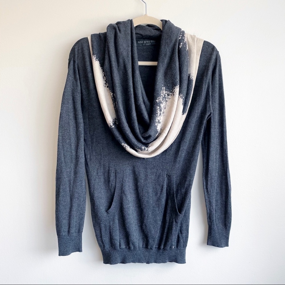 ONE GREY DAY cowl neck sweater wool corporate goth old money dark academia knit